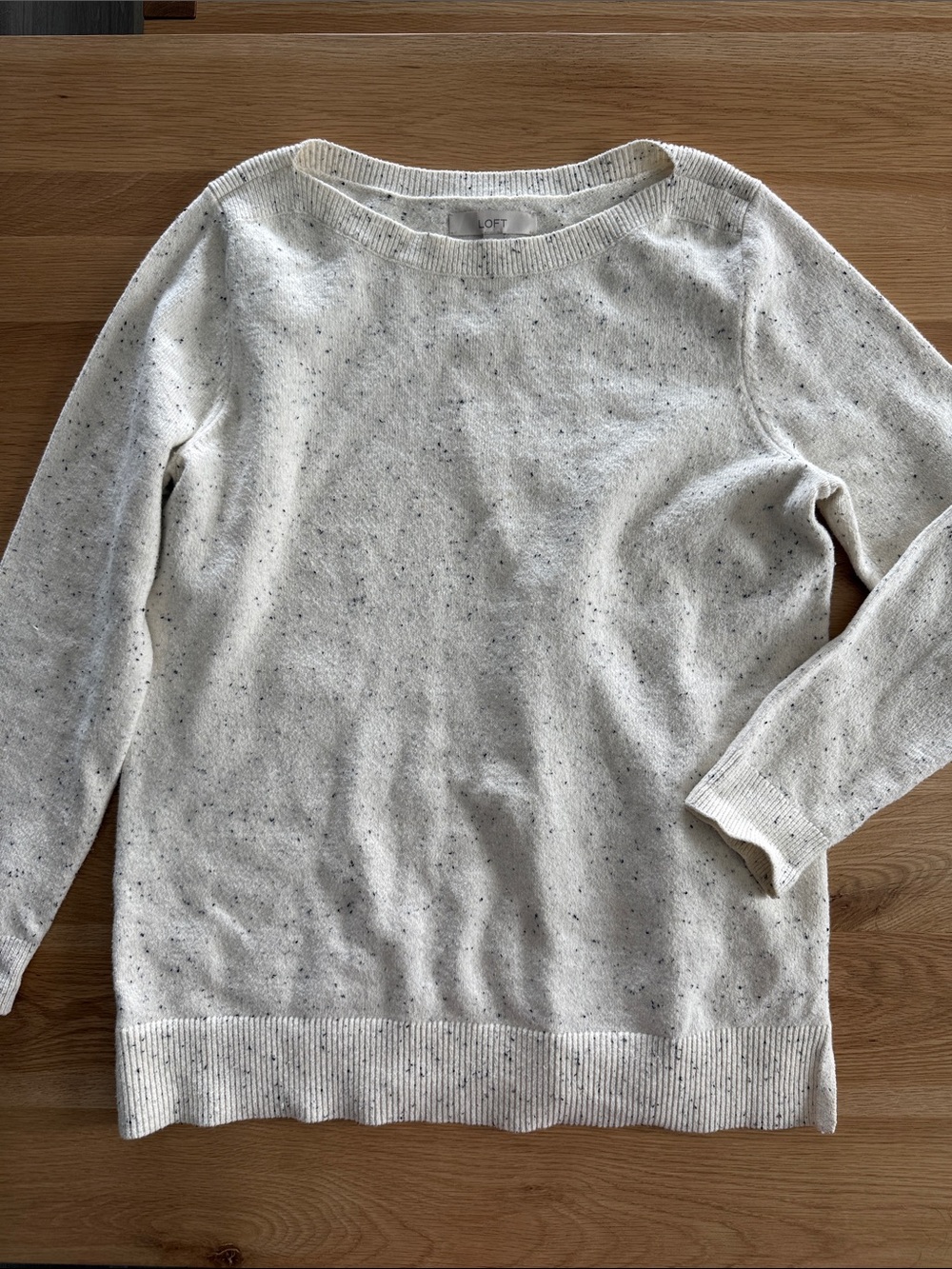 LOFT Cream Speckled Crewneck Sweater